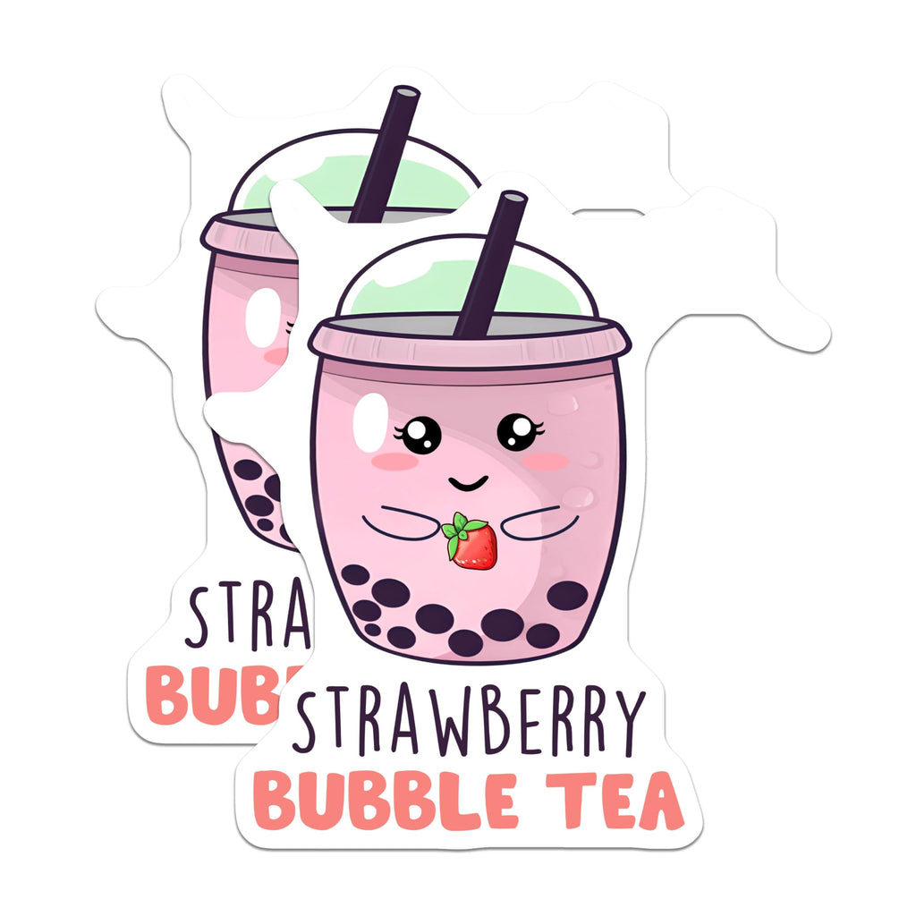 (2 Pack) Bubble Tea Magnets - Strawberry Drink - Cute Kitchen Decor - Boba Tea Decor - 5" On Longest Side - for Cars, Fridges, Toolboxes - Made in USA - MAG7760