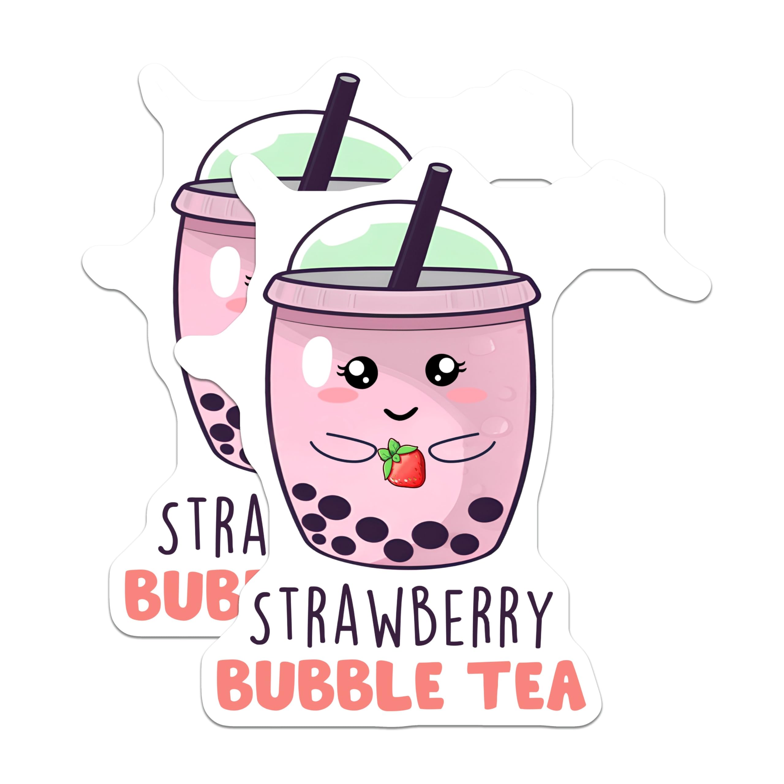 (2 Pack) Bubble Tea Magnets - Strawberry Drink - Cute Kitchen Decor - Boba Tea Decor - 5" On Longest Side - for Cars, Fridges, Toolboxes - Made in USA - MAG7760