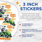 (3 Pack) Funny Skeleton Decals - Mowing Lawn - Lawn Mower Stickers - 3 Inches On Longest Side - Easy Peel & Apply - Made in USA - 3MCS8523
