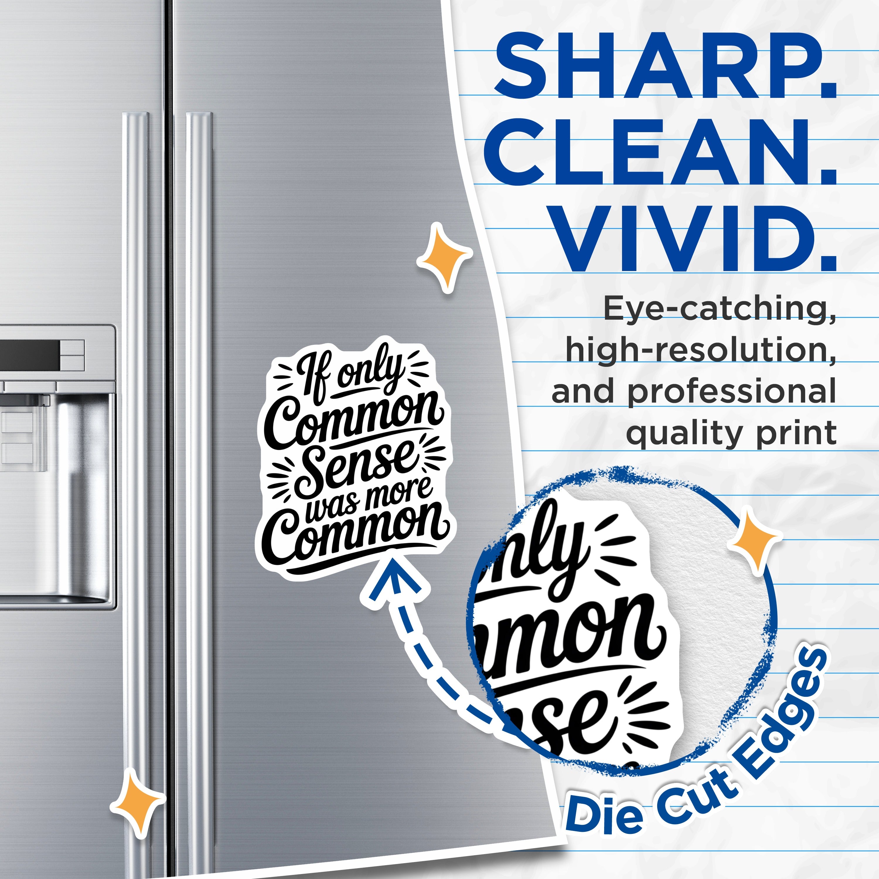 (2 Pack) Common Sense Quote Magnets - Funny Sarcastic Saying - Witty Office Fridge Locker Decor Accent - 5 Inches On Longest Side - Thick Durable Magnet - Made in USA - MAG37469
