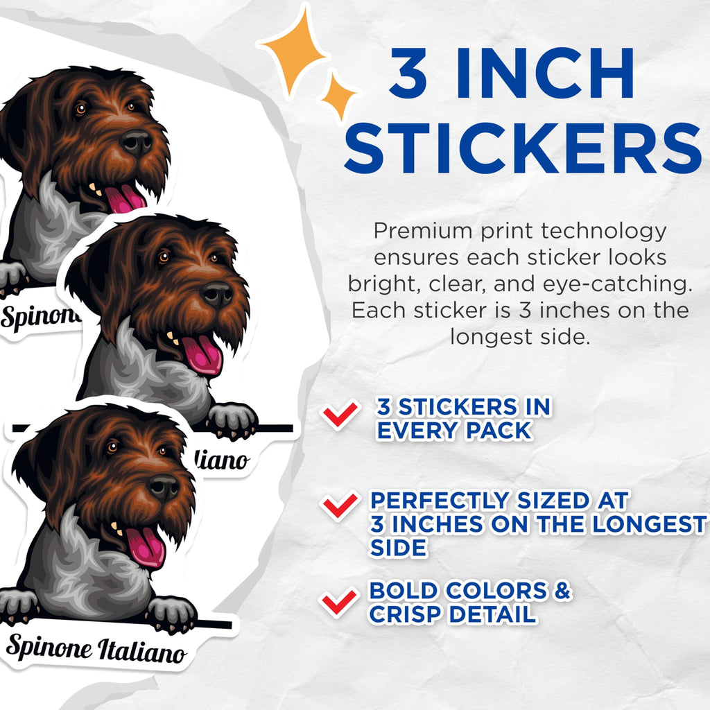 (3 Pack) Spinone Italiano Decals - Dog Breed Stickers - Italian Pointer - 3 Inches On Longest Side - Easy Peel & Apply - Made in USA - 3MCS2995