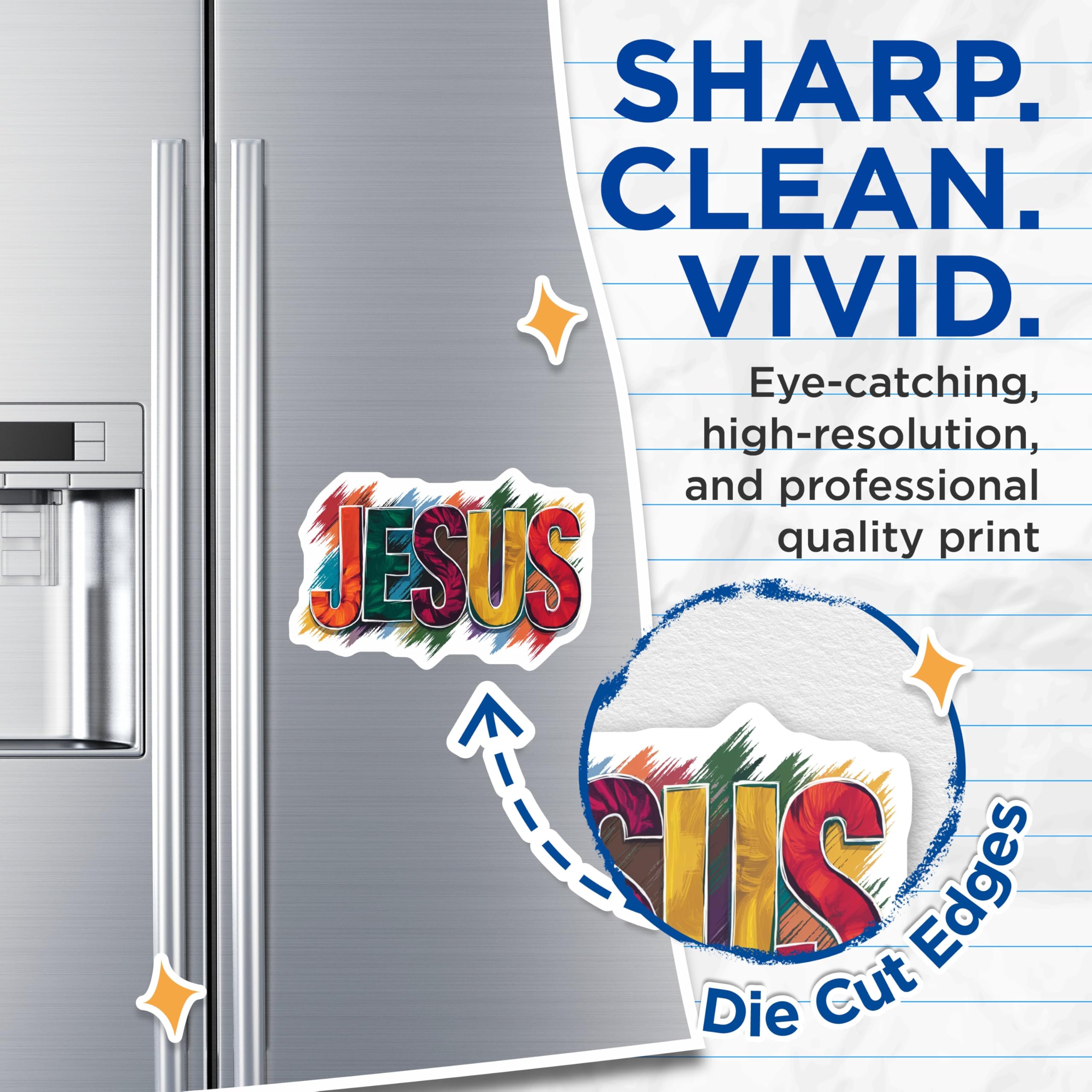 (2 Pack) Jesus Magnets - Colorful Faith Art - Christian Religious Decor - 5 Inches On Longest Side - Thick Durable Magnet - Made in USA - MAG24096