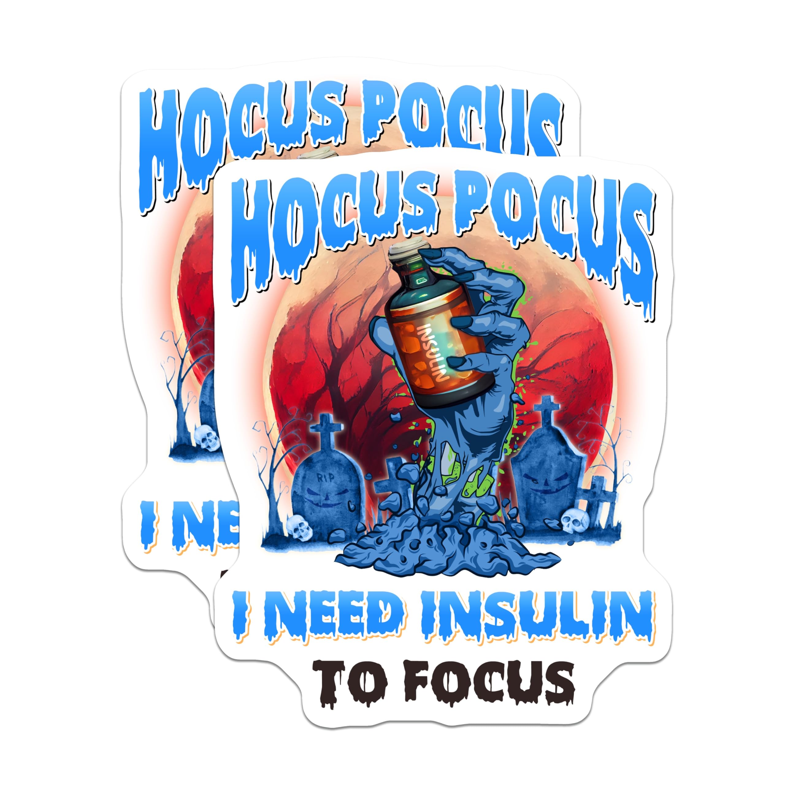 (2 Pack) Insulin Magnets - Hocus Pocus Decor - Diabetes Awareness Magnet - 5" On Longest Side - Premium Magnet - for Cars, Refrigerators, Toolboxes, Lockers - Made in USA - MAG17075