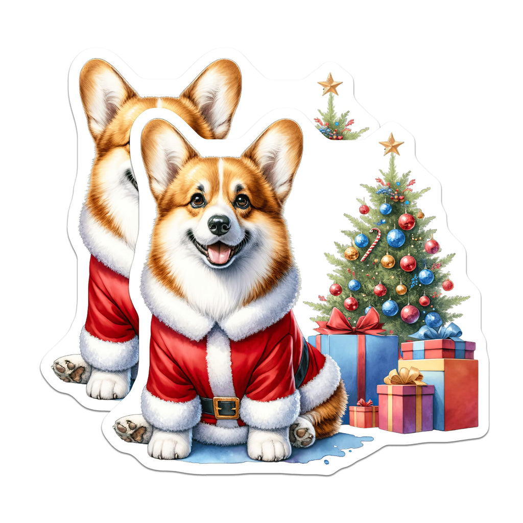 (2 Pack) Santa Corgi Magnets - Christmas Dog Decor - Holiday Refrigerator Art for Corgi Owners - 5 Inches On Longest Side - Thick Durable Magnet - Made in USA - MAG30684