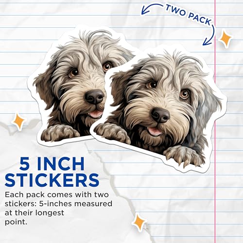 (2 Pack) Adorable Dog Stickers - Puppy Art - Cute Animal Decal - 5" On Longest Side - Sticks to Smooth Flat Surfaces - Made in USA - BMCS9864