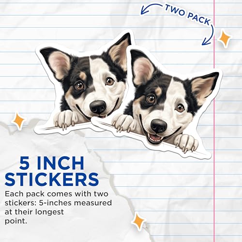 (2 Pack) Cute Dog Stickers - Adorable Pet Decals - Animal Lover Sticker Pack - 5" On Longest Side - Sticks to Smooth Flat Surfaces - Made in USA - BMCS9897