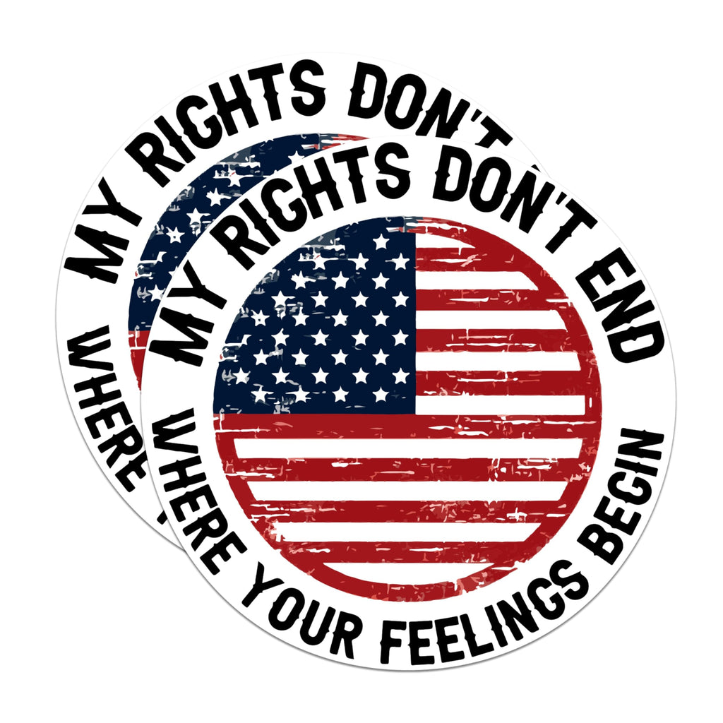 (2 Pack) My Rights Don't End Where Your Feelings Begin Magnets - USA Flag Patriotic - 5 Inches On Longest Side - Premium Magnet - for Cars, Refrigerators, Toolboxes - Made in USA - MAG2071