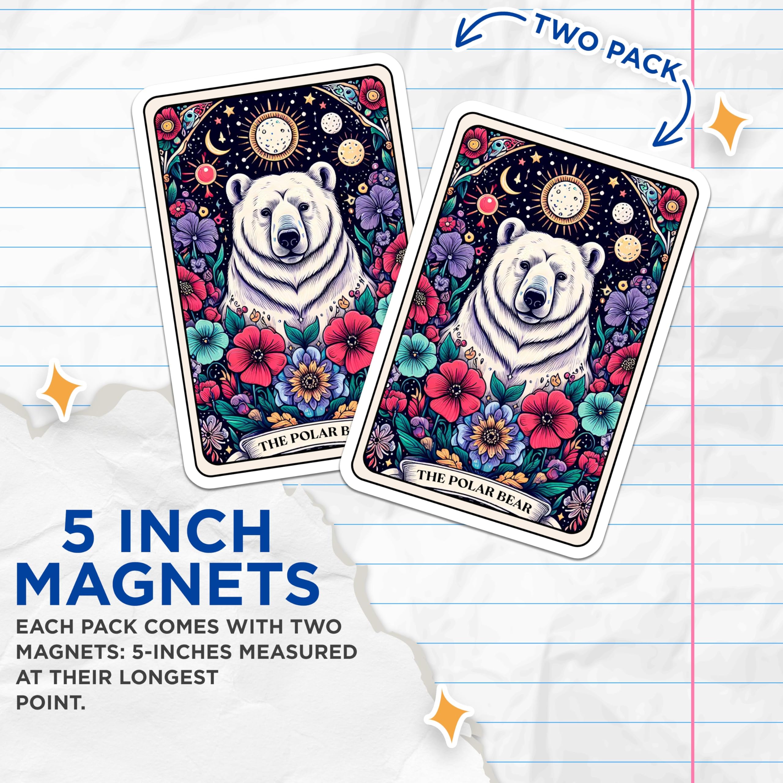 (2 Pack) Polar Bear Magnets - Colorful Animal Design - Nature Theme - 5" On Longest Side - for Cars, Fridges, Toolboxes - Made in USA - MAG4483
