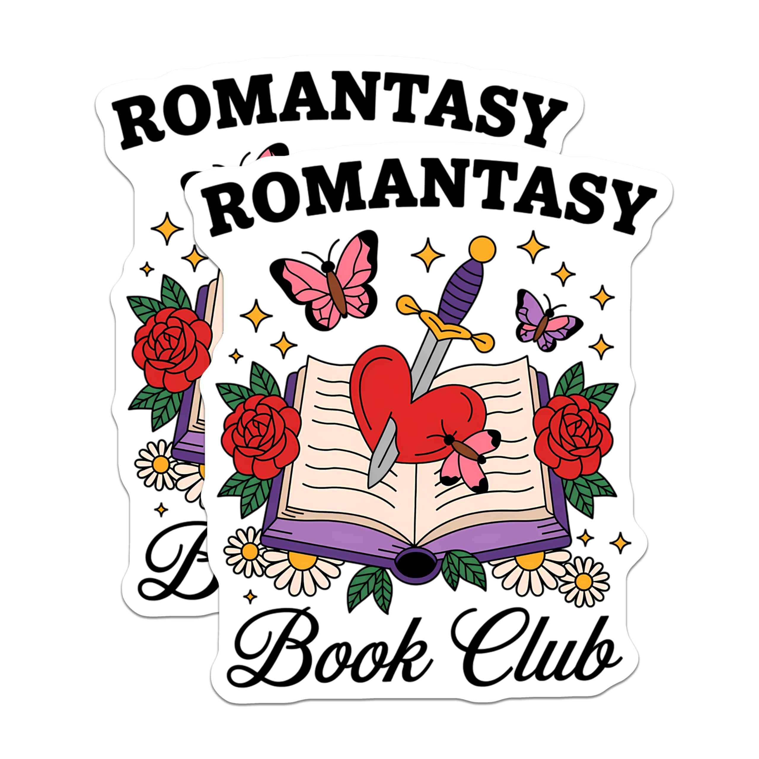 (2 Pack) Romantasy Book Club Magnets - Dark Romance Reader Decor - Bookish Fantasy Aesthetic - 5 Inches On Longest Side - Thick Durable Magnet - Made in USA - MAG21517