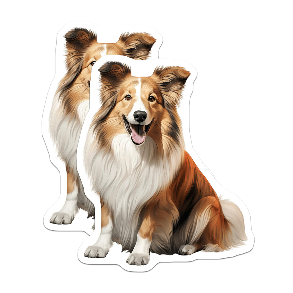 (2 Pack) Sheltie Dog Magnets - Smiling Shetland Sheepdog Art - Beloved Canine Companion Refrigerator Display - 5 Inches On Longest Side - Thick Durable Magnet - Made in USA - MAG23655