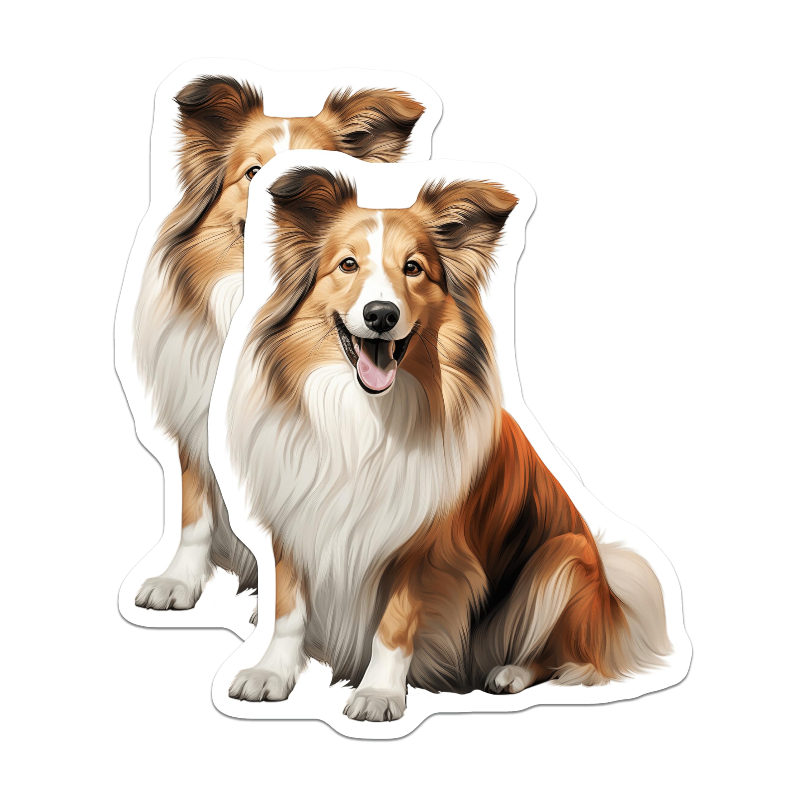 (2 Pack) Sheltie Dog Magnets - Smiling Shetland Sheepdog Art - Beloved Canine Companion Refrigerator Display - 5 Inches On Longest Side - Thick Durable Magnet - Made in USA - MAG23655
