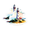 (2 Pack) Lighthouse Magnets - Coastal Seascape Art - Watercolor Beach House Decor - Ocean View Fridge Accents - 5 Inches On Longest Side - Thick Durable Magnet - Made in USA - MAG20137