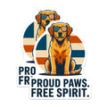 (2 Pack) Golden Retriever Magnets - Patriotic Dog Lover - American Flag Decor - Proud Paws Free Spirit - 5 Inches On Longest Side - Thick Durable Magnet - Made in USA - MAG28214