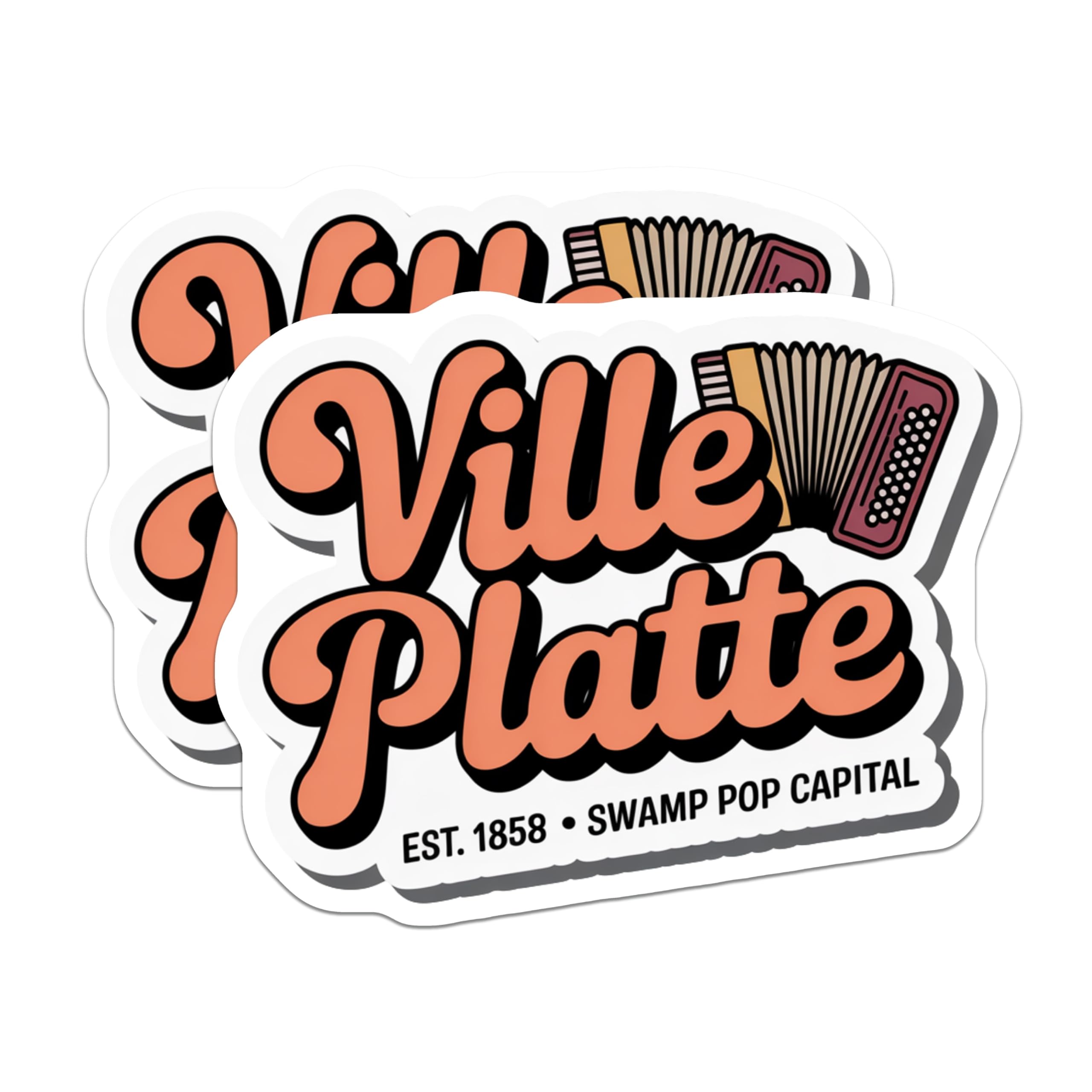 (2 Pack) Ville Platte Magnets - Swamp Pop Capital - Accordion Decoration - 5" On Longest Side - Premium Magnet - for Cars, Refrigerators, Toolboxes, Lockers - Made in USA - MAG17222