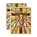 (2 Pack) Stained Glass Crucifix Magnets - Jesus Christ Religious Decor - Christian Faith Holy Week Easter Art - 5 Inches On Longest Side - Thick Durable Magnet - Made in USA - MAG37825