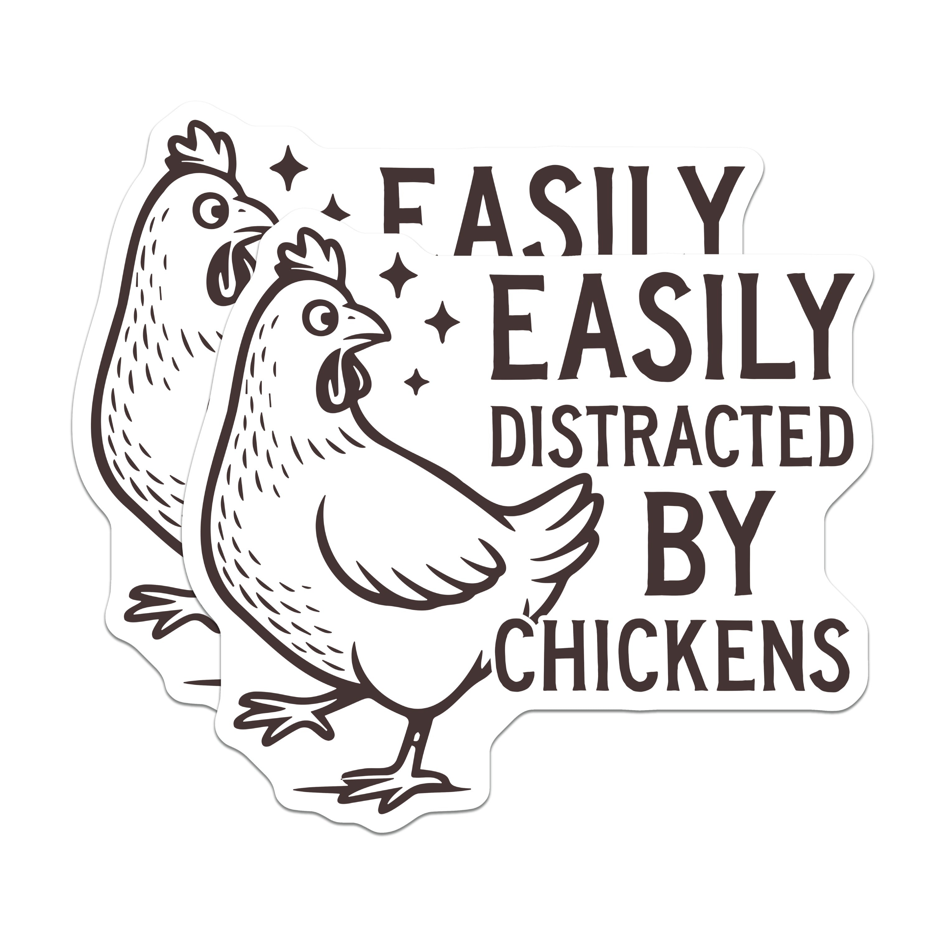 (2 Pack) Easily Distracted By Chickens Magnets - Funny Chicken Lover Decor - Backyard Poultry Fridge Art - 5 Inches On Longest Side - Thick Durable Magnet - Made in USA - MAG38941