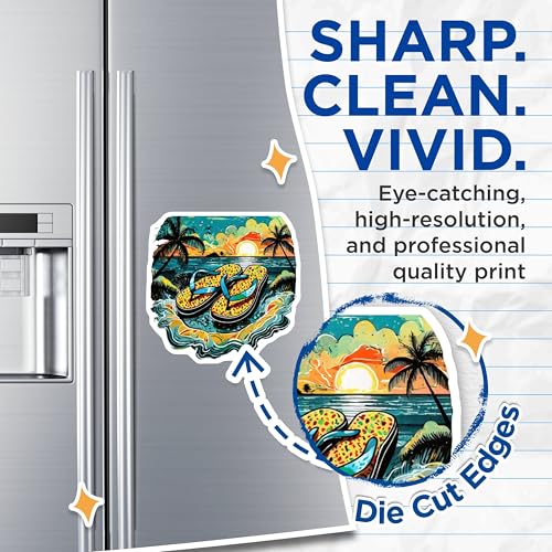 (2 Pack) Sunset Beach Magnets Magnets - Summer Vacation - Tropical Vibes Decor - 5" On Longest Side - Made in USA - Sticks to Refrigerators & Metal Surfaces - MAG9316