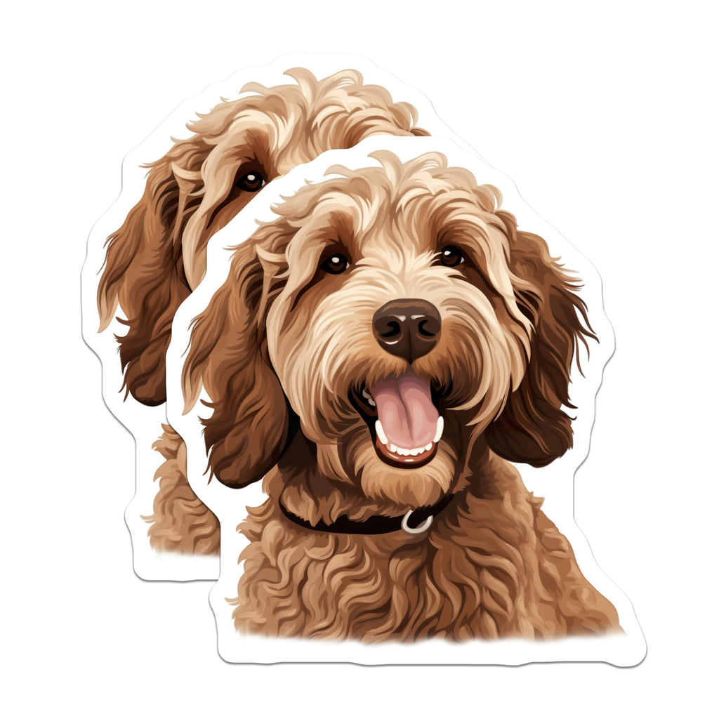(2 Pack) Goldendoodle Magnets - Happy Dog Lover Decor - Pet Parent Refrigerator Art - 5 Inches On Longest Side - Thick Durable Magnet - Made in USA - MAG26900
