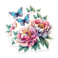 (2 Pack) Peony Butterfly Magnets - Floral Fridge Decor - Botanical Cabinet Magnets - Spring Nature Magnets - 5 Inches On Longest Side - Thick Durable Magnet - Made in USA - MAG39062