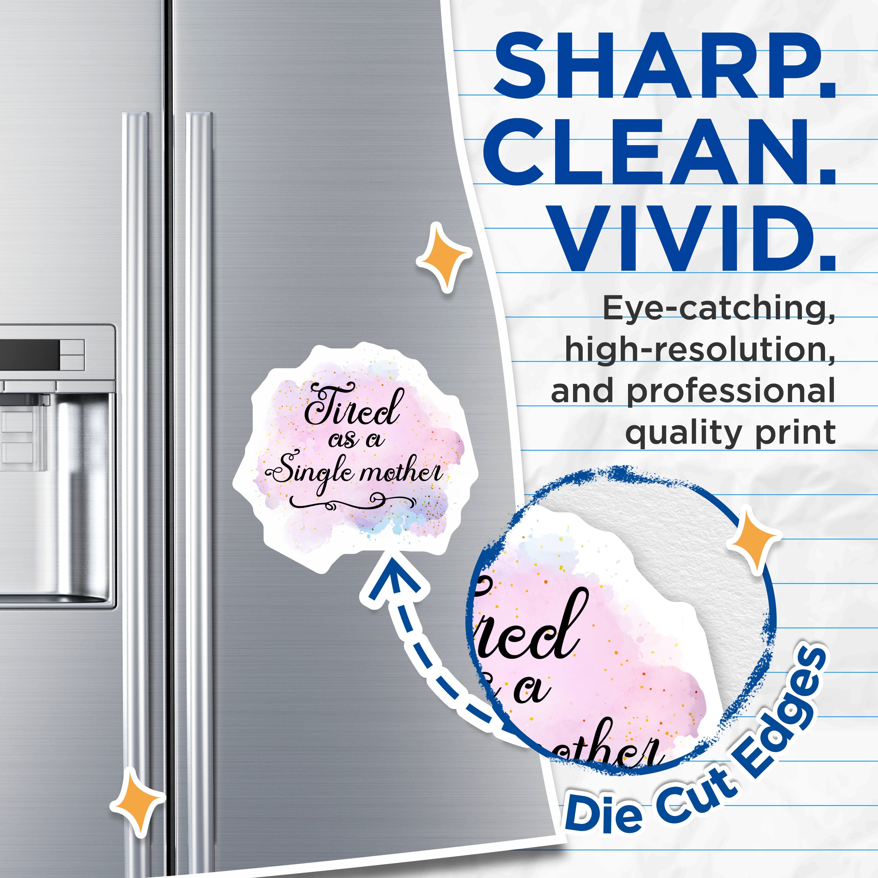 (2 Pack) Single Mother Magnets - Tired Mom Humor - Relatable Parent Quote - Fridge Locker Refrigerator Decor - 5 Inches On Longest Side - Thick Durable Magnet - Made in USA - MAG37646