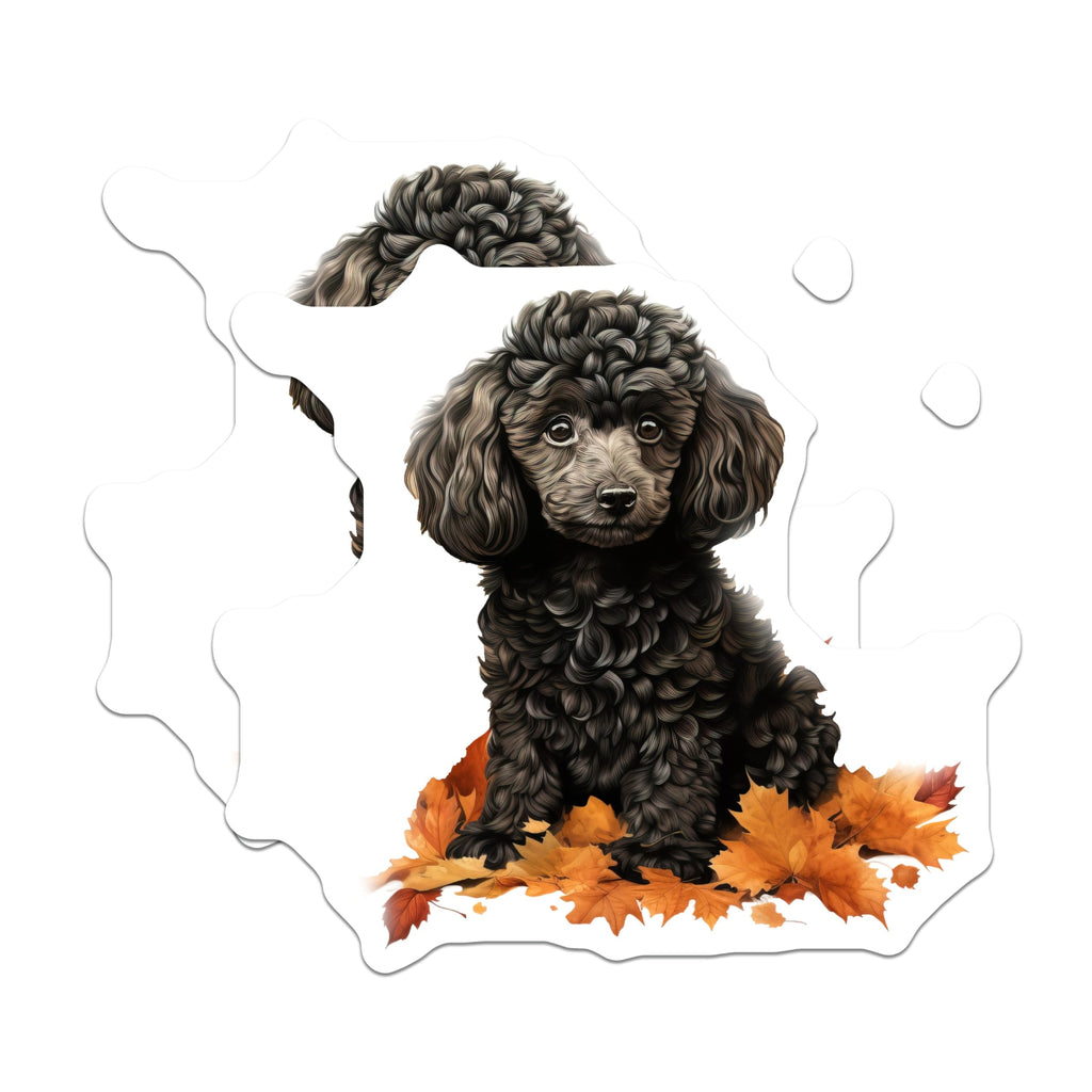 (2 Pack) Black Poodle Puppy Magnets - Autumn Leaves Dog Lover Decor - Fall Refrigerator Magnets for Poodle Mom - 5 Inches On Longest Side - Thick Durable Magnet - Made in USA - MAG26320