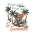 (2 Pack) Feral Girl Summer Magnets - Skeleton Beach Vacation - Retro Chill Vibes - Dark Humor Decor - 5 Inches On Longest Side - Thick Durable Magnet - Made in USA - MAG38514