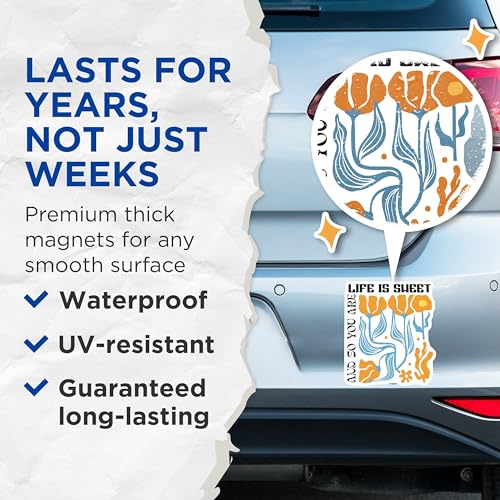 (2 Pack) Life is Sweet Magnets - Motivational Magnet - Floral Design Home Magnets - 5" On Longest Side - for Cars, Fridges, Toolboxes - Made in USA - MAG3839