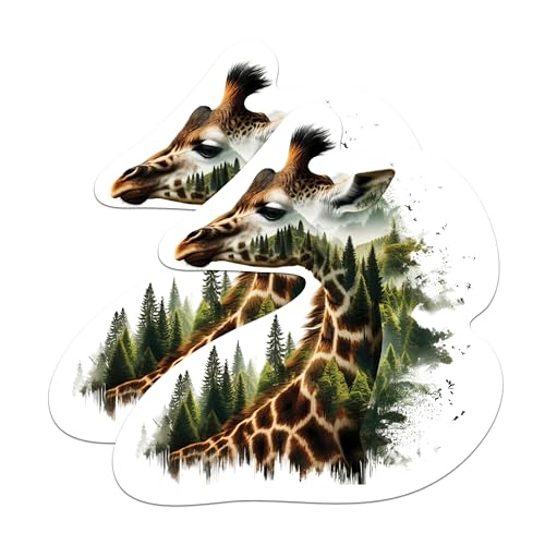 (2 Packs) Giraffe with Wilderness Stickers - Animal Nature Lover Cool Outdoor Decals - 5 Inches On Longest Side - Premium Vinyl Decal - Sticks to Any Smooth Flat Surface - Made in USA - BMCS2267