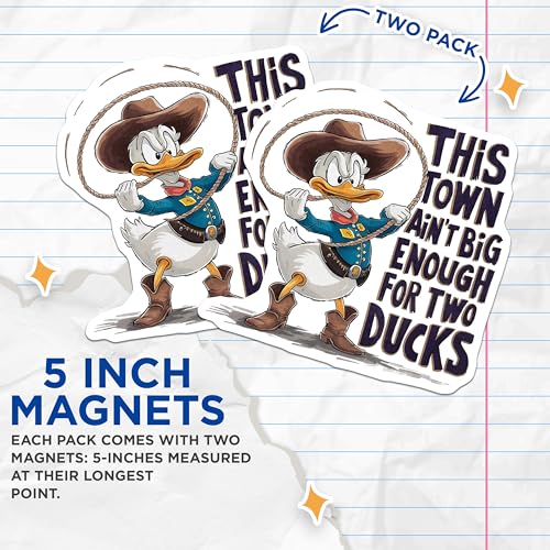 (2 Pack) This Town Ain't Big Enough for Two Ducks Magnets Magnets - Funny Quote - Western Duck Design - 5" On Longest Side - Made in USA - Sticks to Refrigerators & Metal Surfaces - MAG8510