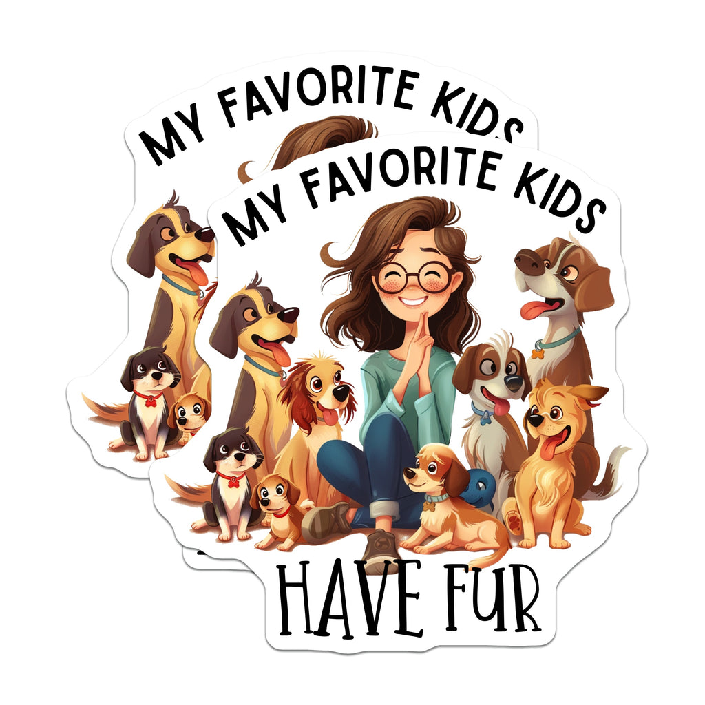 (2 Pack) My Favorite Kids Have Fur Magnets - Dog Mom Refrigerator Decor - Pet Parent Kitchen Item - 5 Inches On Longest Side - Thick Durable Magnet - Made in USA - MAG39142
