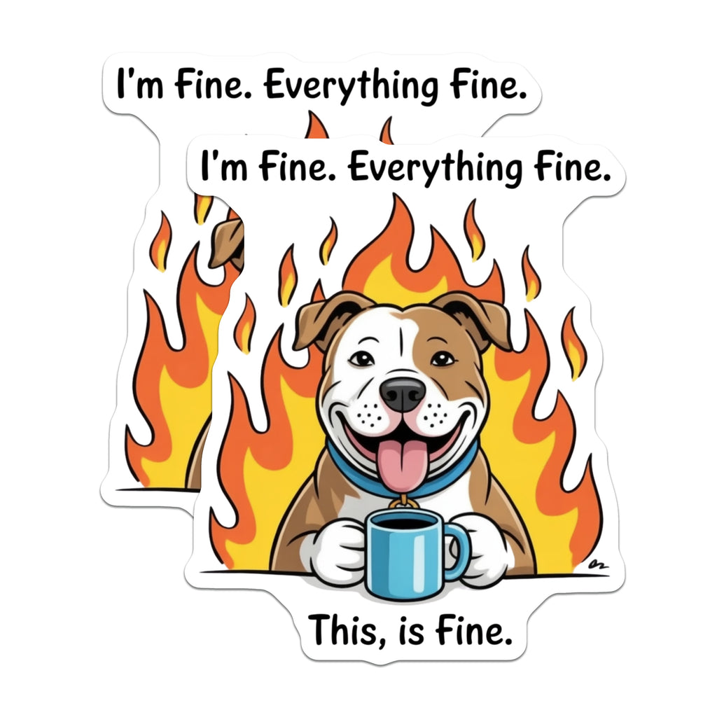 (2 Pack) This is Fine Meme Magnets - Funny Dog Coffee Lover Pitbull - Sarcastic Refrigerator Locker Accent - 5 Inches On Longest Side - Thick Durable Magnet - Made in USA - MAG37824