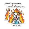 (2 Pack) This is Fine Meme Magnets - Funny Dog Coffee Lover Pitbull - Sarcastic Refrigerator Locker Accent - 5 Inches On Longest Side - Thick Durable Magnet - Made in USA - MAG37824
