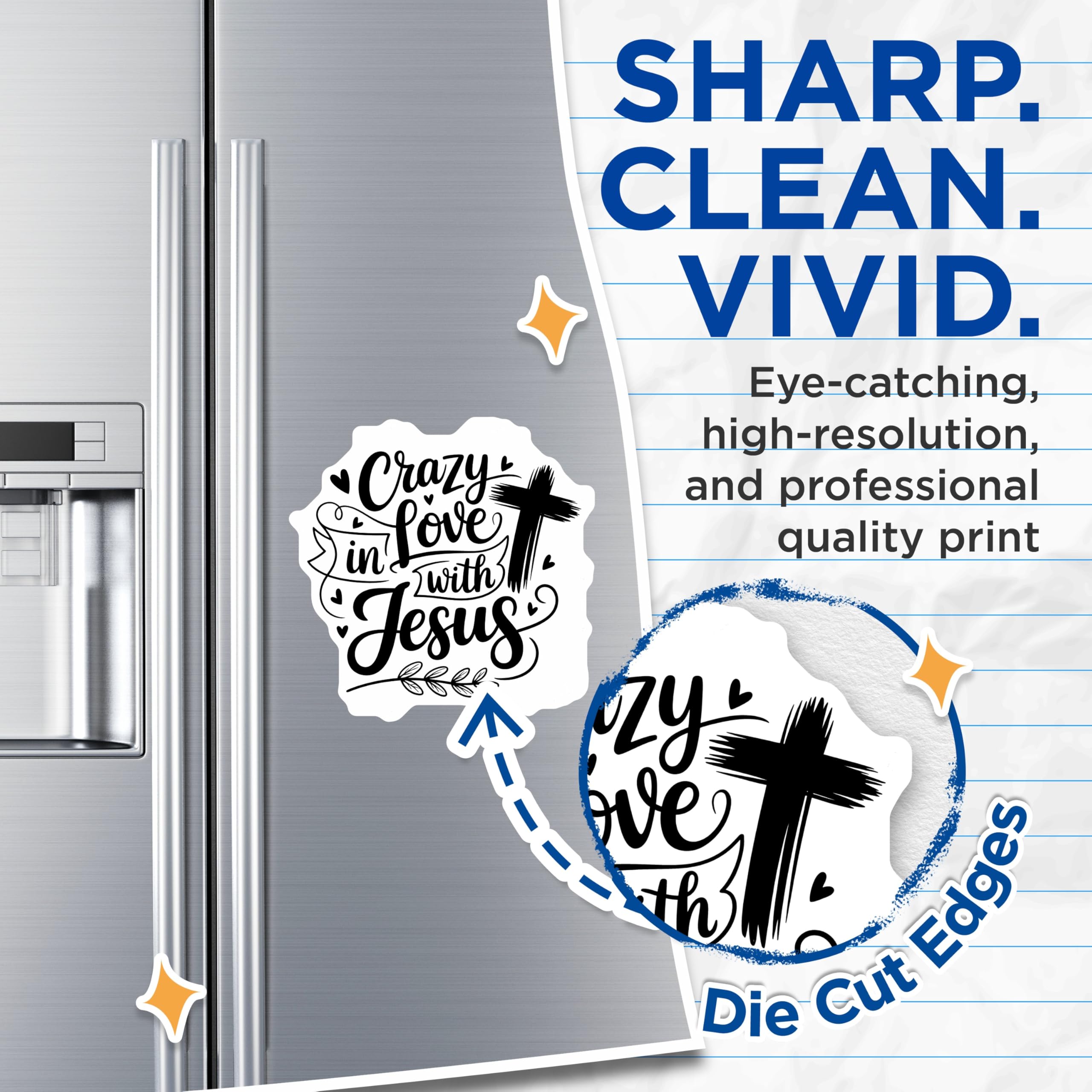 (2 Pack) Jesus Lover Magnets - Christian Cross Decor - Religious Fridge Art - 5" On Longest Side - Premium Magnet - for Cars, Refrigerators, Toolboxes, Lockers - Made in USA - MAG15814