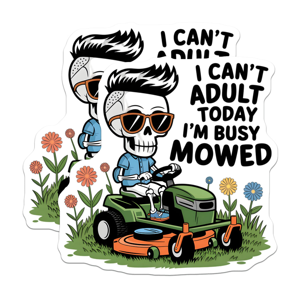 (2 Pack) Funny Lawn Mower Magnets - I Can't Adult Today Pun - Dad Humor Anti Adulting Decor for Men - 5 Inches On Longest Side - Thick Durable Magnet - Made in USA - MAG37980