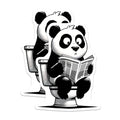 (2 Pack) Panda on Toilet Magnets - Reading Newspaper - Funny Bathroom Decor - 5" On Longest Side - Premium Magnet - for Cars, Refrigerators, Toolboxes, Lockers - Made in USA - MAG14948