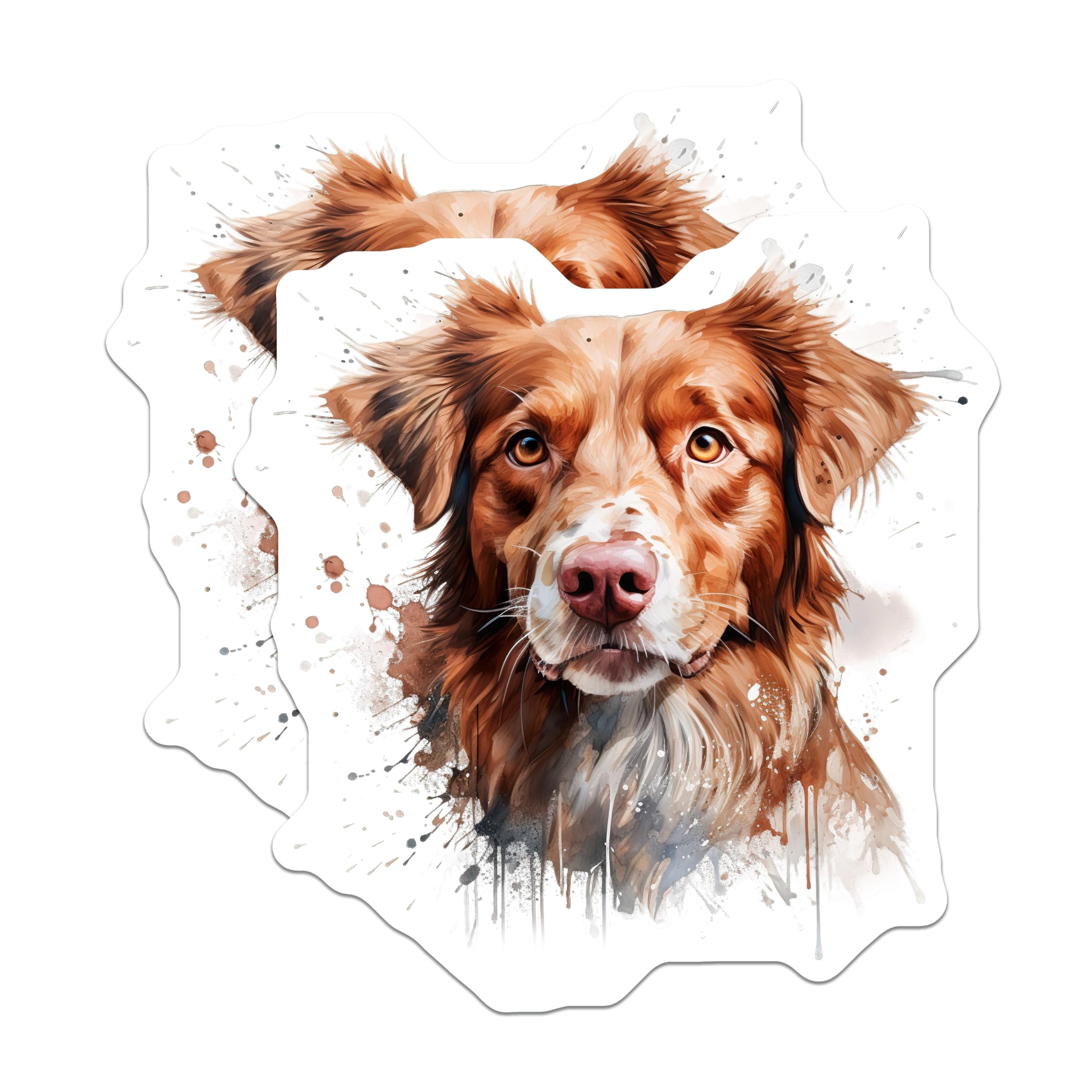 (2 Pack) Watercolor Dog Magnets - Toller Style Dog Lover - Pet Fridge Decor - 5 Inches On Longest Side - Thick Durable Magnet - Made in USA - MAG29130