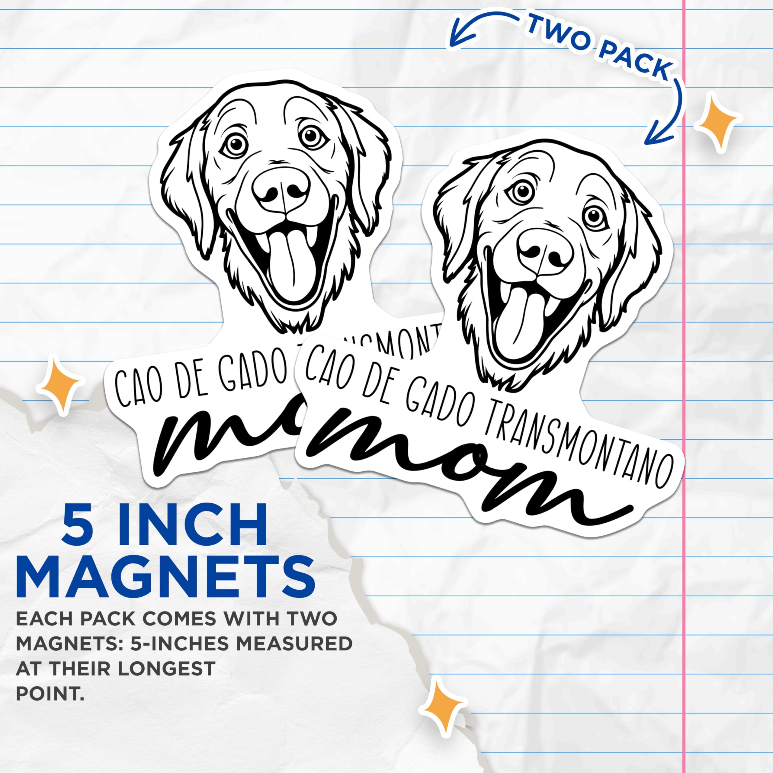 (2 Pack) Cao de Gado Transmontano Magnets - Dog Mom Accessory - Portuguese Mastiff Decor - Breed Specific Pet Lover Display - 5 Inches On Longest Side - Thick Durable Magnet - Made in USA - MAG27054