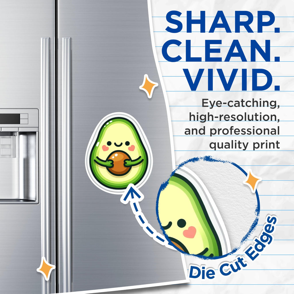 (2 Pack) Cute Kawaii Avocado Hugging Magnets - Kawaii Fruit Avocado Magnets - 5 Inches On Longest Side - Premium Magnet - for Cars, Refrigerators, Toolboxes - Made in USA - MAG2123