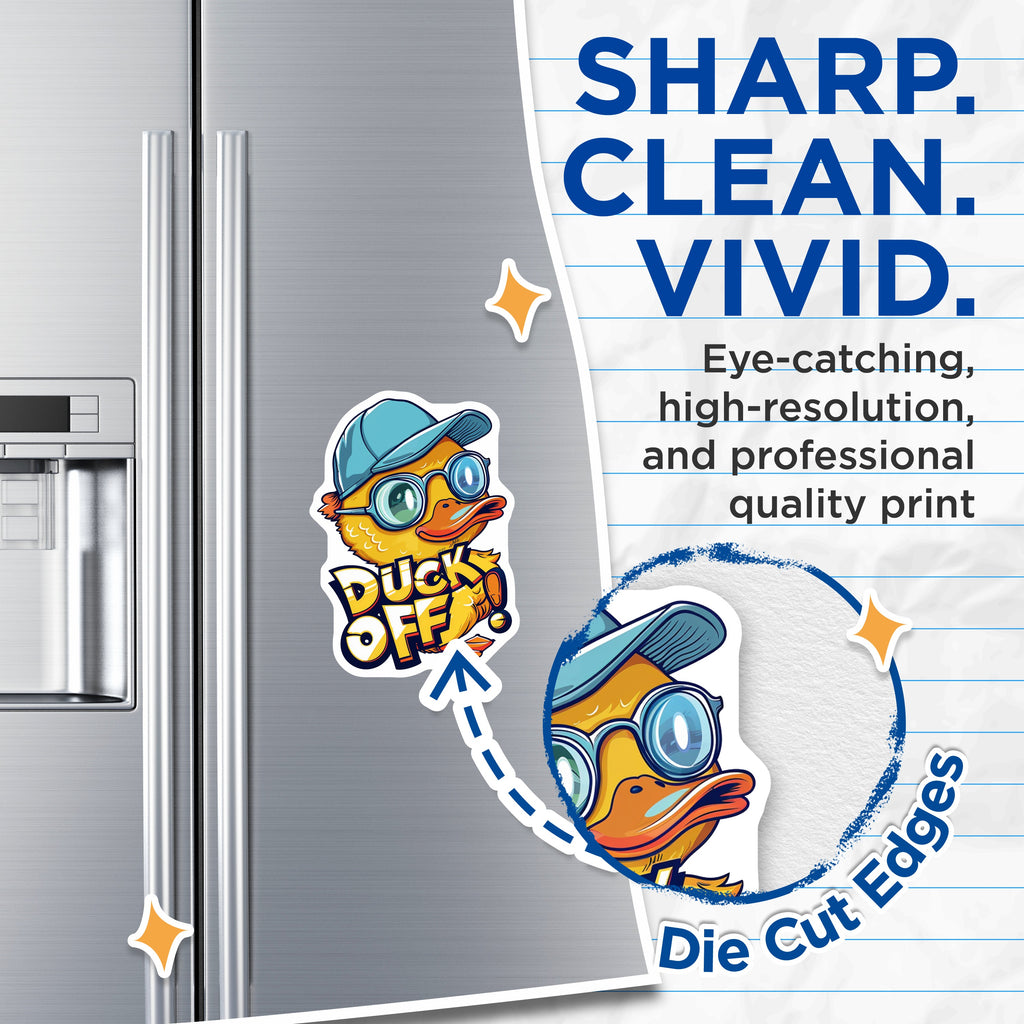 (2 Pack) Funny Duck Magnets - Duck Off Refrigerator Decor - Humorous Kitchen Accessories - 5 Inches On Longest Side - Thick Durable Magnet - Made in USA - MAG38747