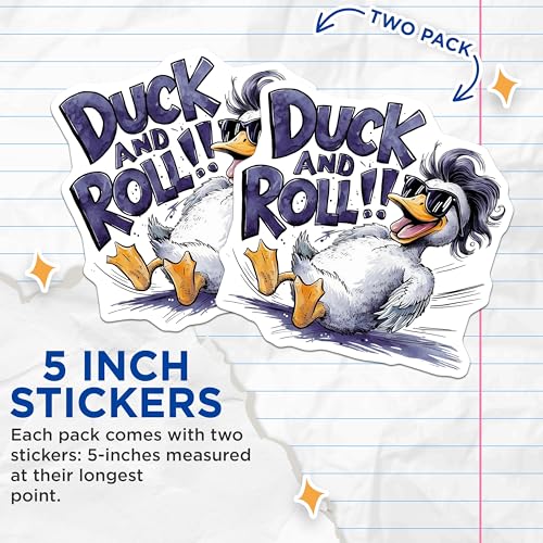 (2 Pack) Duck Art Stickers - 5" On Longest Side - Sticks to Smooth Flat Surfaces - Made in USA - BMCS8535 - BMCS8535