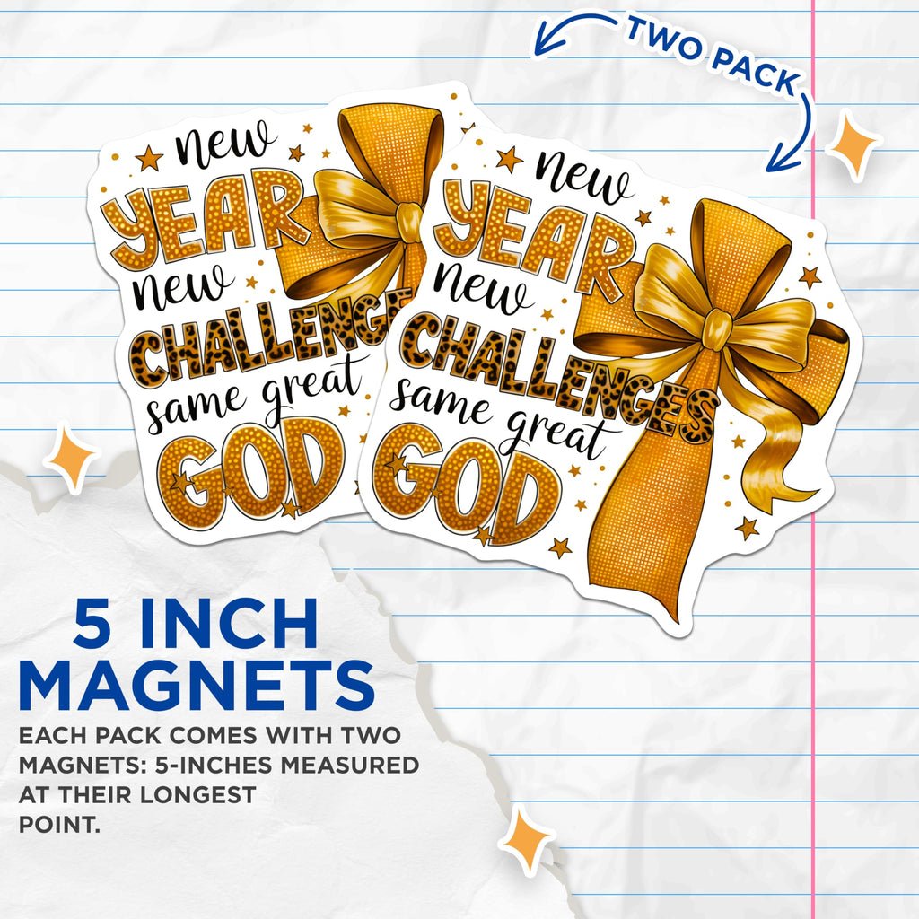 (2 Pack) New Year Christian Magnets - Inspirational Faith Decor - Motivational Challenges Quote - Spiritual Reminders - 5 Inches On Longest Side - Thick Durable Magnet - Made in USA - MAG19976