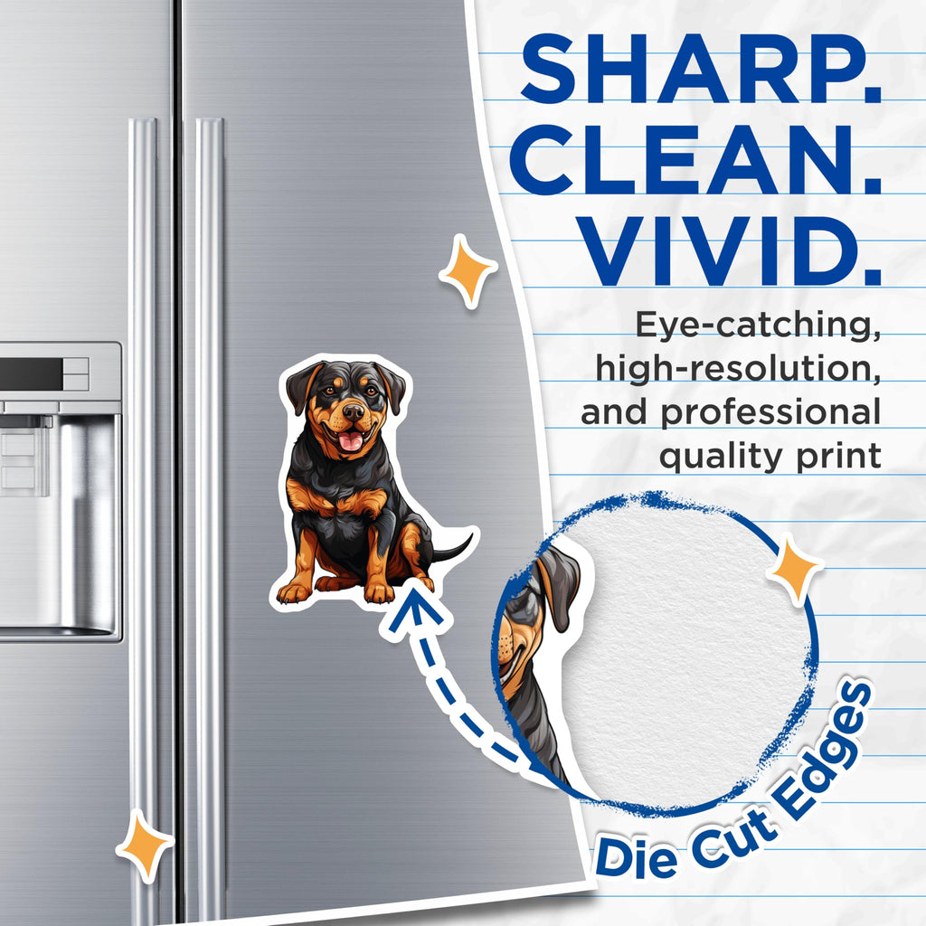 (2 Pack) Rottweiler Dog Magnets - Happy Rottie Decor - Pet Parent Vehicle Accent - 5 Inches On Longest Side - Thick Durable Magnet - Made in USA - MAG30629