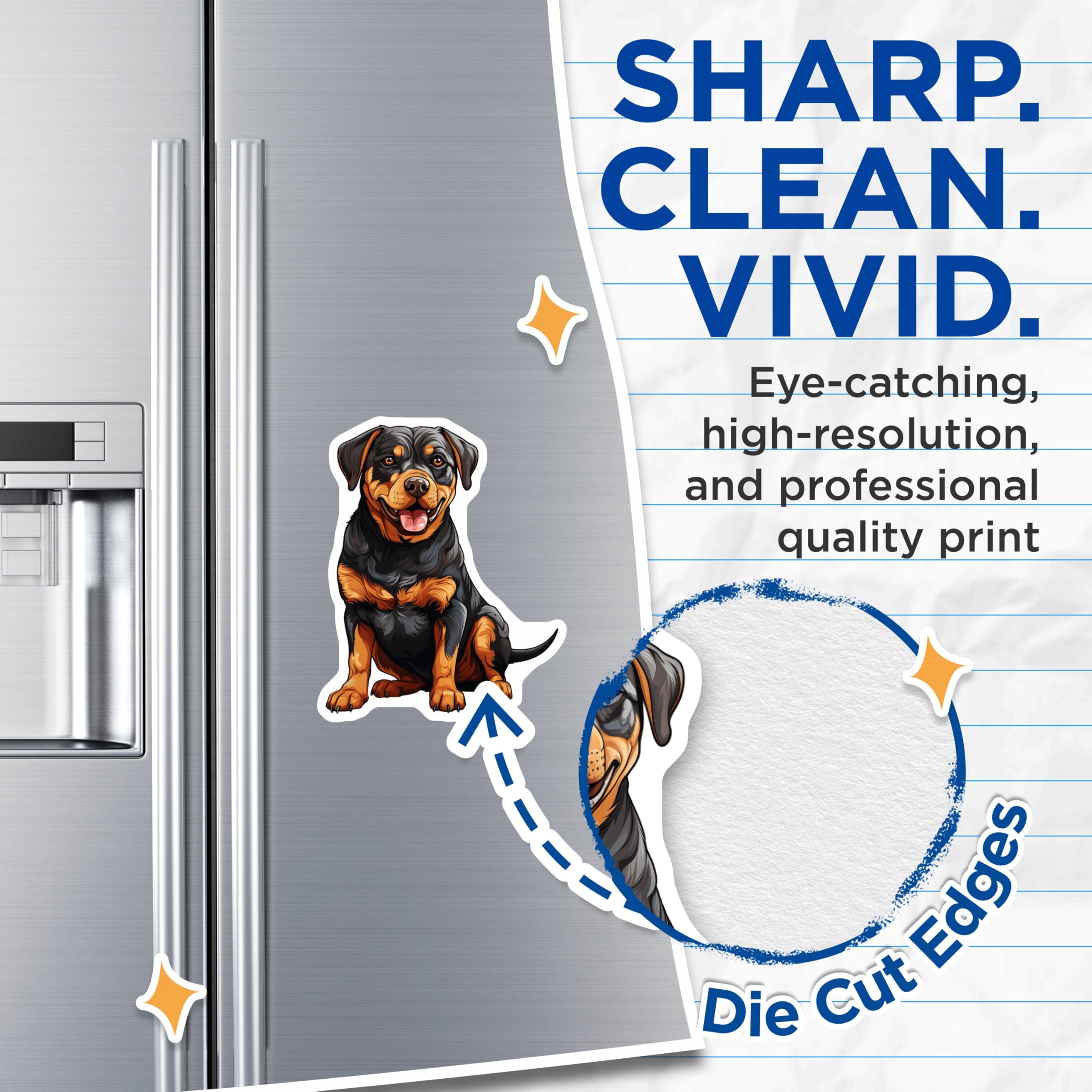 (2 Pack) Rottweiler Dog Magnets - Happy Rottie Decor - Pet Parent Vehicle Accent - 5 Inches On Longest Side - Thick Durable Magnet - Made in USA - MAG30629