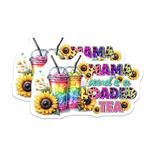(2 Pack) Mama Needs a Loaded Tea Magnets - Mother's Day Decor - Fun Kitchen Accessories - 5" On Longest Side - for Cars, Fridges, Toolboxes - Made in USA - MAG8297