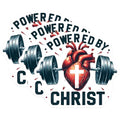 (3 Pack) Powered by Christ Decals - Christian Fitness - Jesus Workout Stickers - 3 Inches On Longest Side - Easy Peel & Apply - Made in USA - 3MCS8413