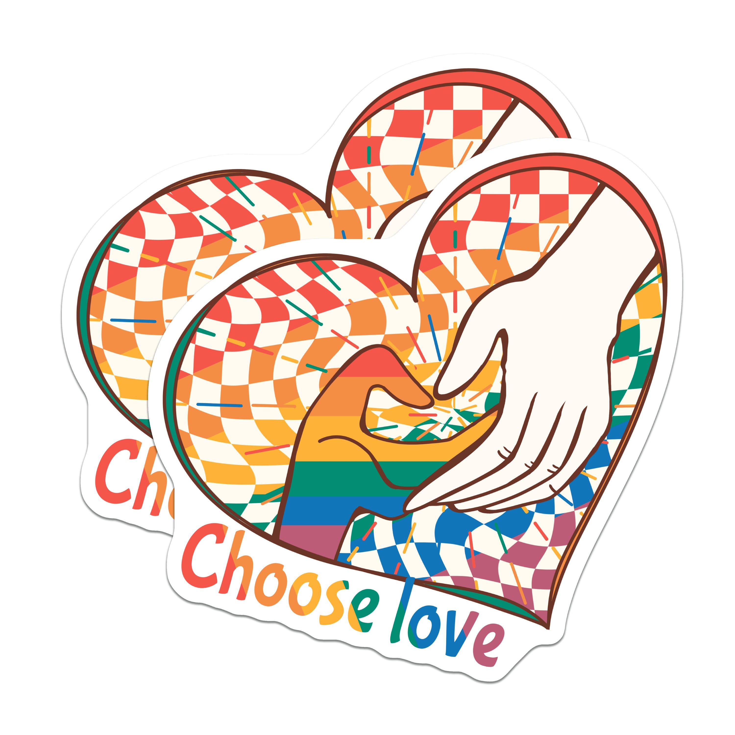 (2 Pack) Choose Love Magnets - LGBTQ+ Pride Decor - Rainbow Heart Hands Fridge Accessory - 5 Inches On Longest Side - Thick Durable Magnet - Made in USA - MAG37940