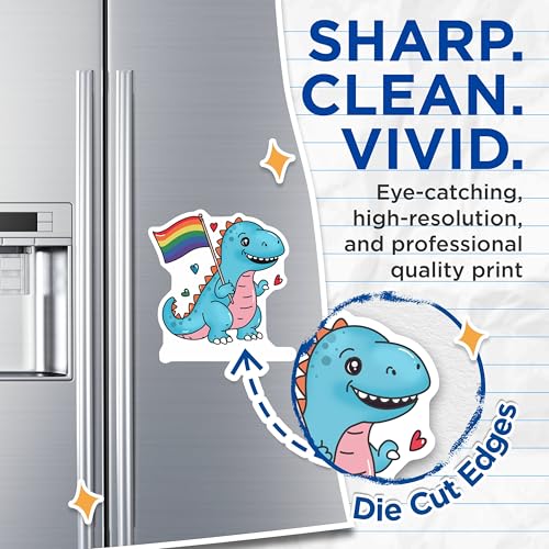 (2 Pack) Cute Dinosaur Pride Flag Magnets - Kids Room Decor - LGBTQ Support - Fun Fridge Magnets - 5" On Longest Side - for Cars, Fridges, Toolboxes - Made in USA - MAG6676