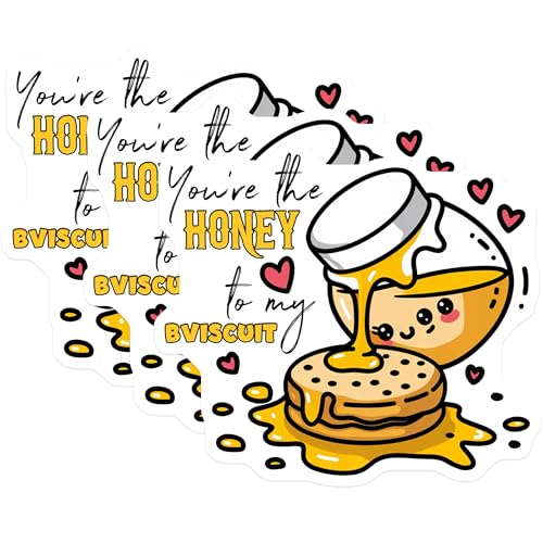 (3 Pack) Honey Biscuit Decals - Sweet Food Decal - Kawaii Laptop Decal - 3 Inches On Longest Side - Easy Peel & Apply - Made in USA - 3MCS7648