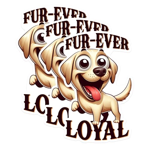 (3 Pack) Fur Ever Loyal Decals - Cartoon Dog Stickers - Dog Lover Decals - 3 Inches On Longest Side - Easy Peel & Apply - Made in USA - 3MCS1282