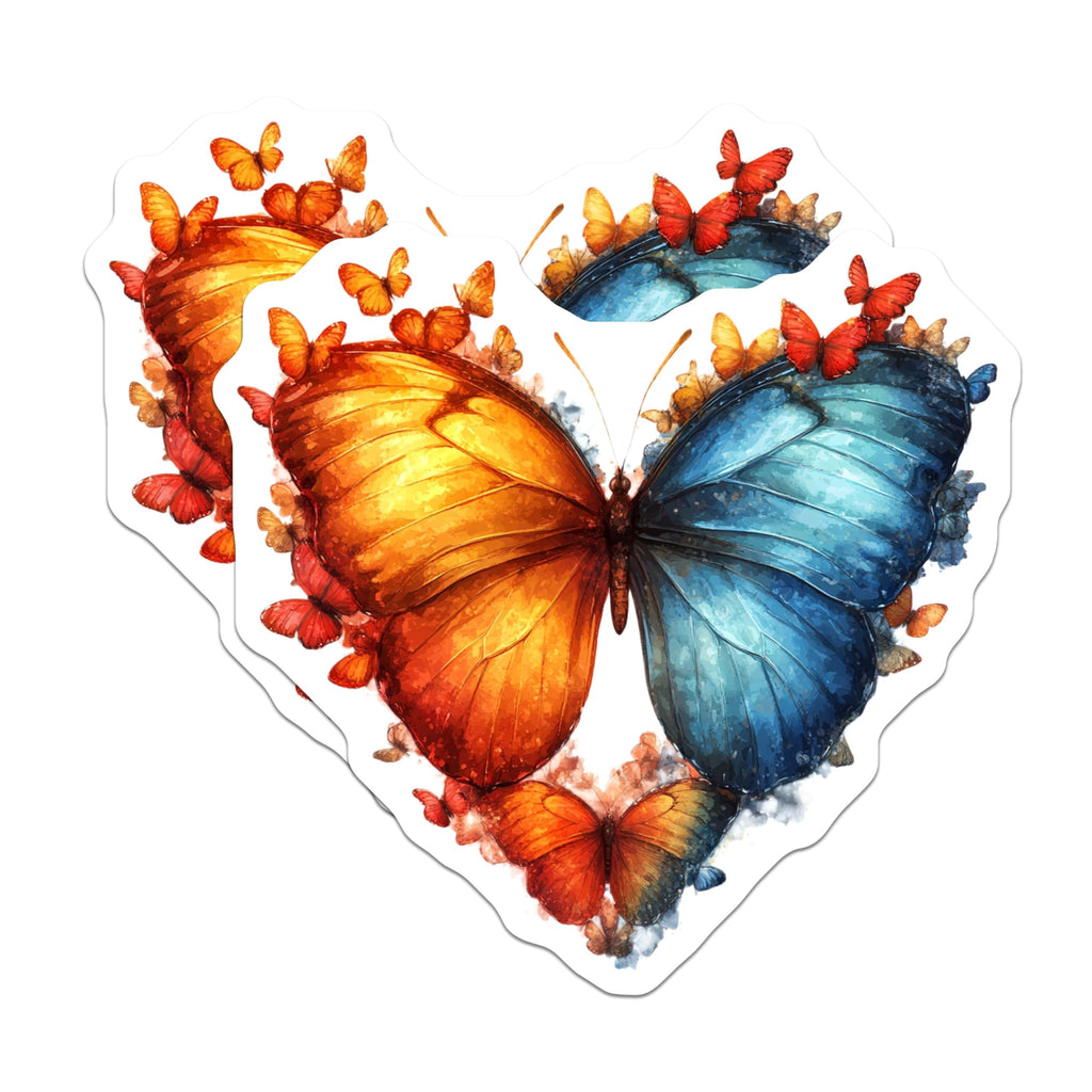 (2 Pack) Butterfly Heart Magnets - Watercolor Butterfly Decor - Spiritual Nature Art - 5 Inches On Longest Side - Thick Durable Magnet - Made in USA - MAG28786